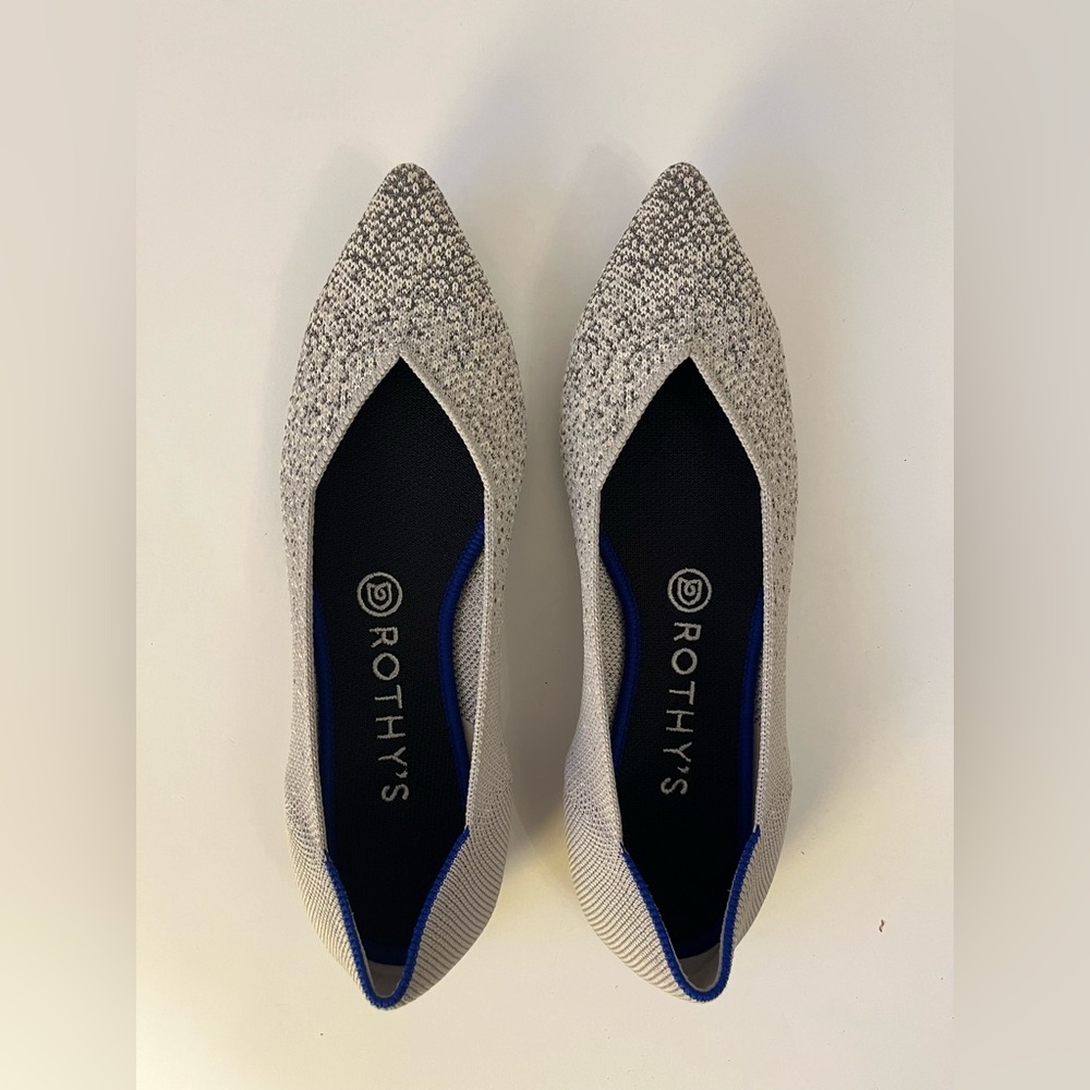 Rothy’s The Point flats, Pearl Metallic, 8.5